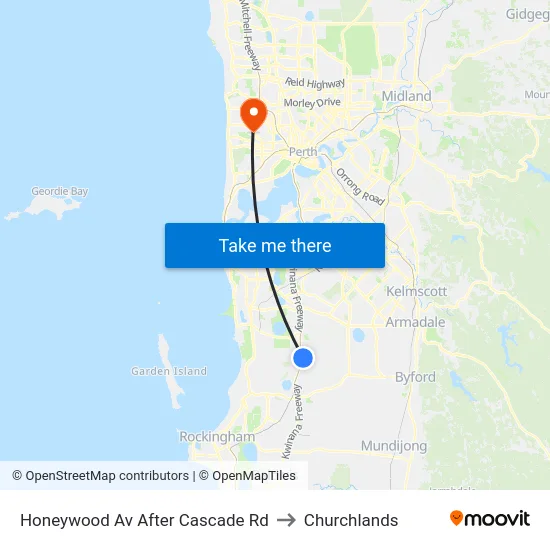 Honeywood Av After Cascade Rd to Churchlands map