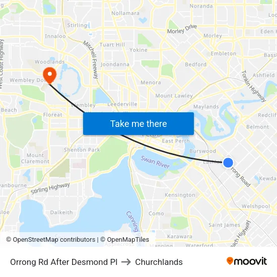 Orrong Rd After Desmond Pl to Churchlands map