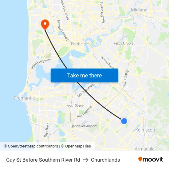 Gay St Before Southern River Rd to Churchlands map