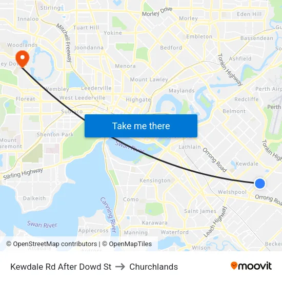 Kewdale Rd After Dowd St to Churchlands map