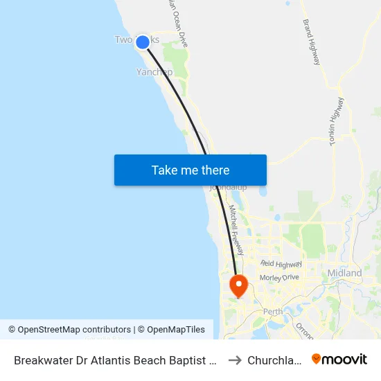 Breakwater Dr Atlantis Beach Baptist College to Churchlands map