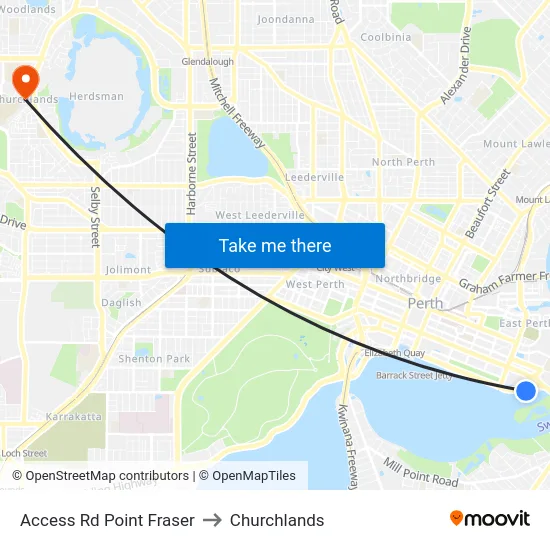 Access Rd Point Fraser to Churchlands map