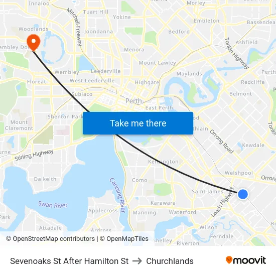 Sevenoaks St After Hamilton St to Churchlands map