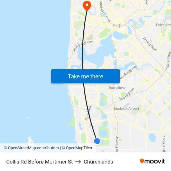 Collis Rd Before Mortimer St to Churchlands map