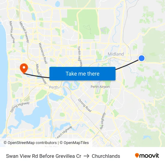 Swan View Rd Before Grevillea Cr to Churchlands map