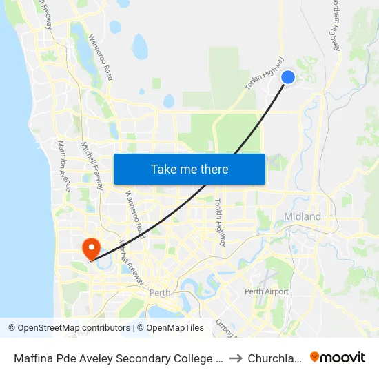 Maffina Pde Aveley Secondary College Stand 1 to Churchlands map
