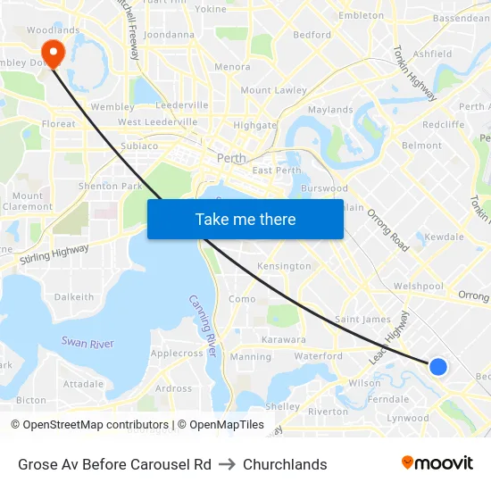 Grose Av Before Carousel Rd to Churchlands map