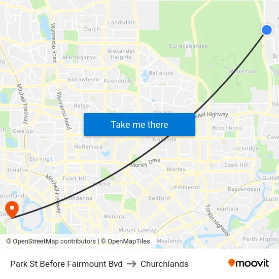 Park St Before Fairmount Bvd to Churchlands map