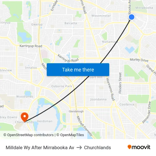 Milldale Wy After Mirrabooka Av to Churchlands map