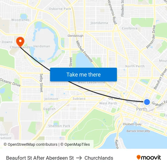 Beaufort St After Aberdeen St to Churchlands map