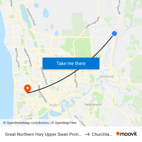 Great Northern Hwy Upper Swan Primary S1 to Churchlands map