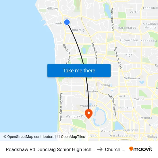 Readshaw Rd Duncraig Senior High School Stand 4 to Churchlands map