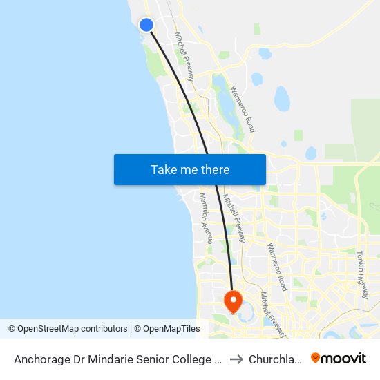 Anchorage Dr Nth Mindarie Senior College Stand 3 to Churchlands map