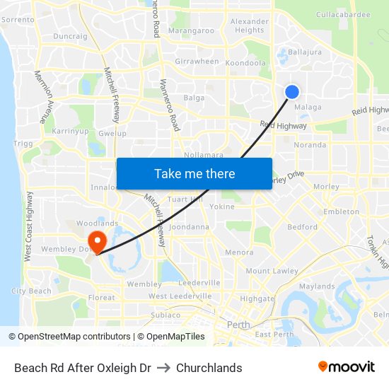 Beach Rd After Oxleigh Dr to Churchlands map