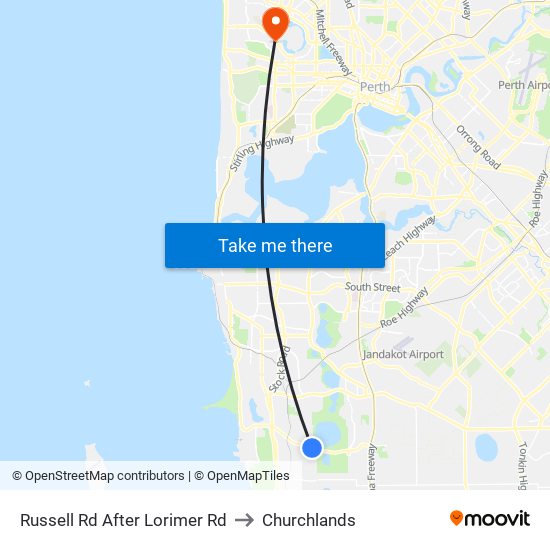 Russell Rd After Lorimer Rd to Churchlands map