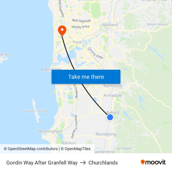 Gordin Way After Granfell Way to Churchlands map