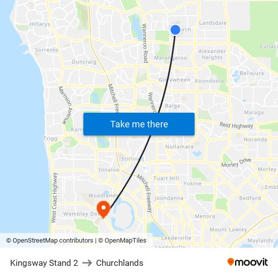 Kingsway   Stand 2 to Churchlands map