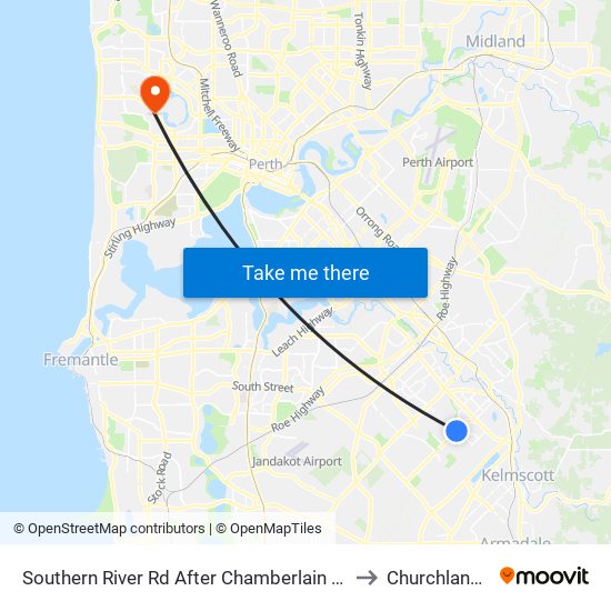 Southern River Rd After Chamberlain St to Churchlands map