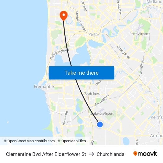 Clementine Bvd After Elderflower St to Churchlands map