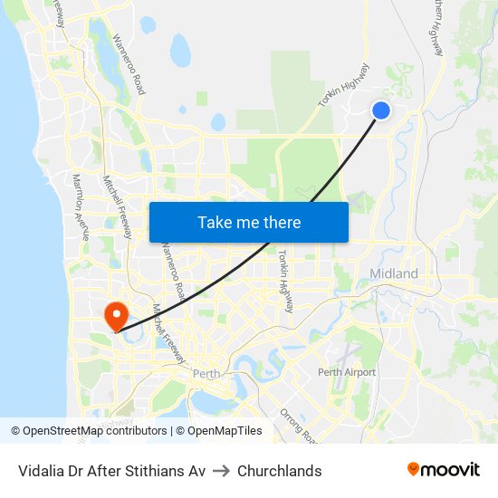 Vidalia Dr After Stithians Av to Churchlands map