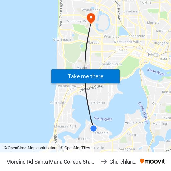 Moreing Rd Santa Maria College Stamd 1 to Churchlands map