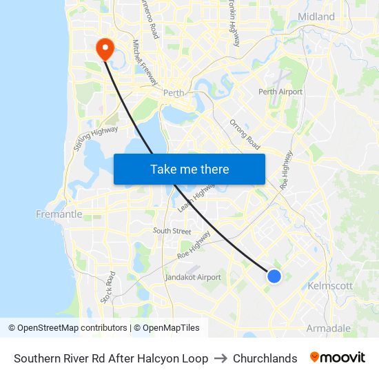 Southern River Rd After Halcyon Loop to Churchlands map