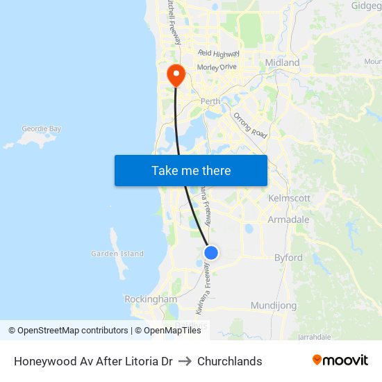 Honeywood Av After Litoria Dr to Churchlands map