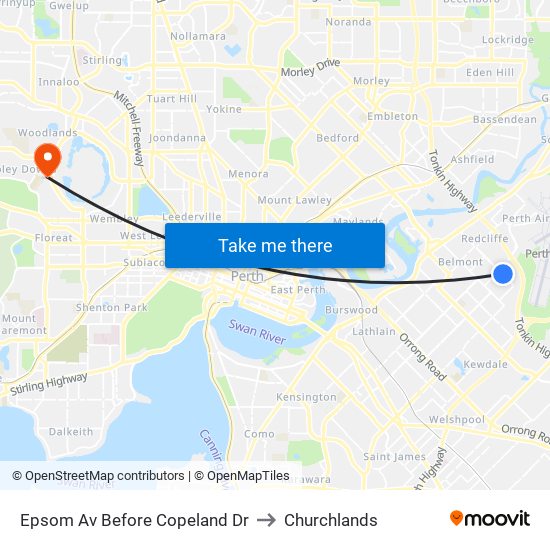 Epsom Av Before Copeland Dr to Churchlands map