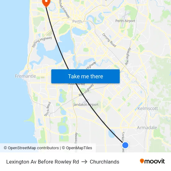 Lexington Av Before Rowley Rd to Churchlands map
