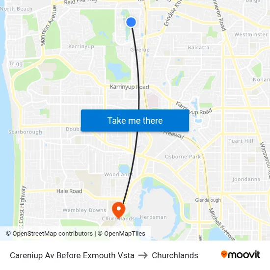 Careniup Av Before  Exmouth Vsta to Churchlands map