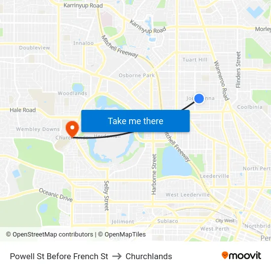 Powell St Before French St to Churchlands map
