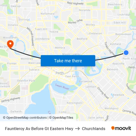 Fauntleroy Av Before Gt Eastern Hwy to Churchlands map