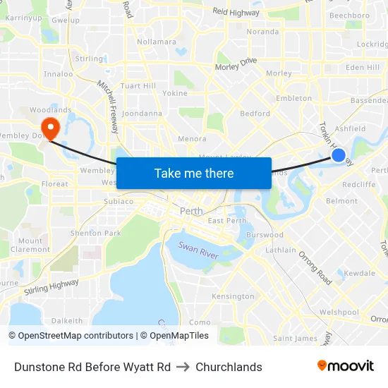 Dunstone Rd Before Wyatt Rd to Churchlands map