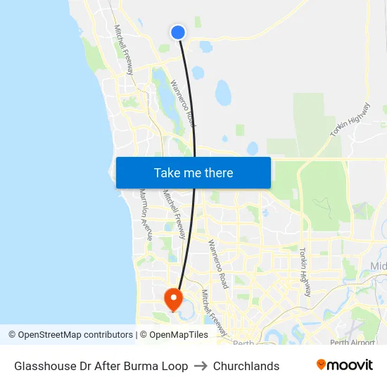 Glasshouse Dr After Burma Loop to Churchlands map
