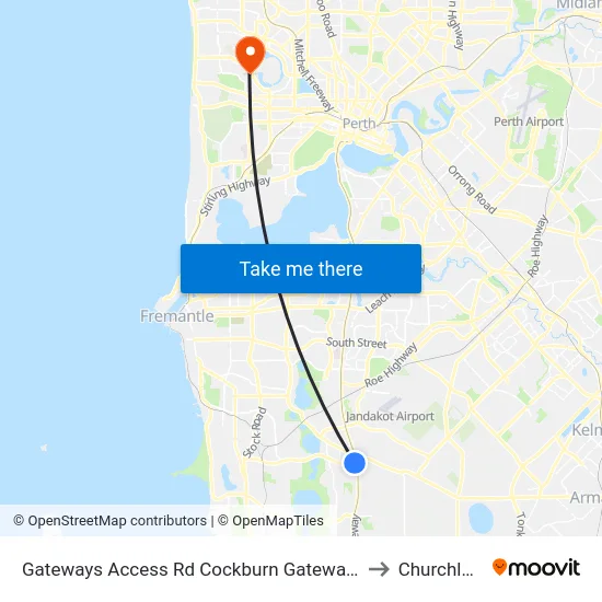 Gateways Access Rd Cockburn Gateway Shop Ctr to Churchlands map