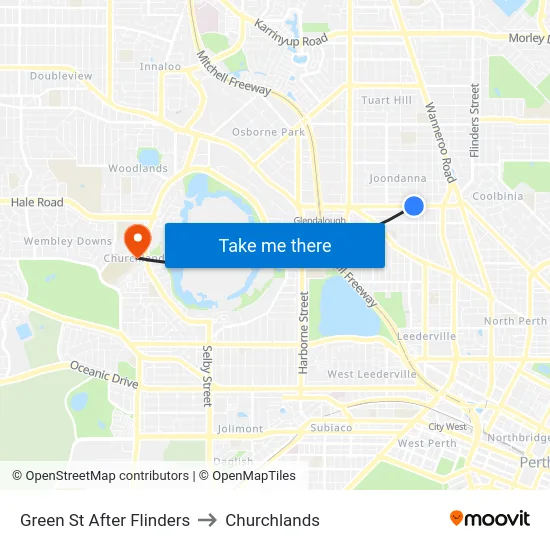 Green St After Flinders to Churchlands map
