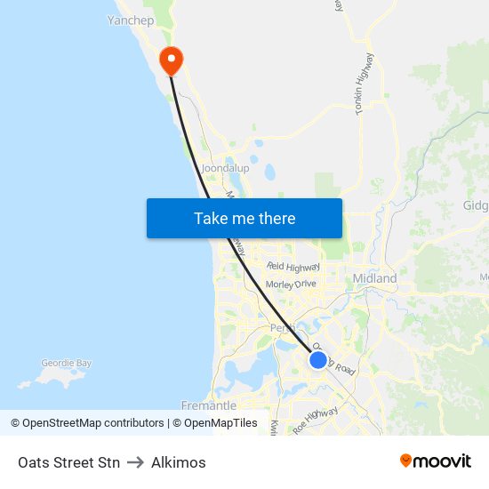 Oats Street Stn to Alkimos map