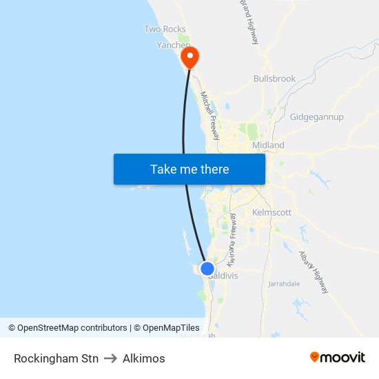 Rockingham Stn to Alkimos map