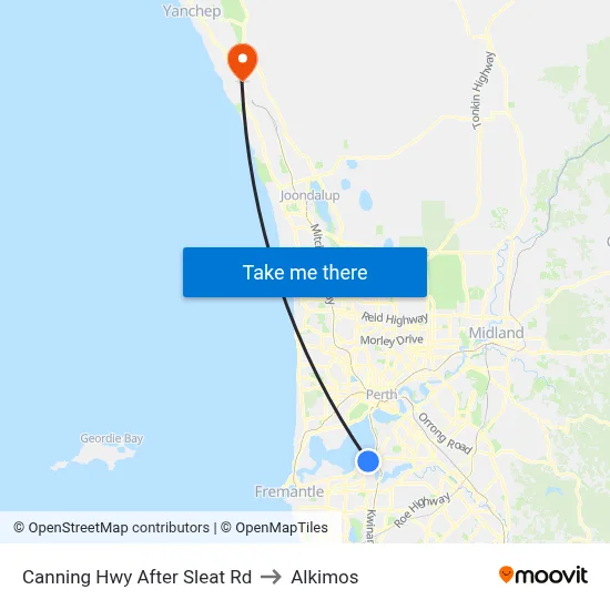 Canning Hwy After Sleat Rd to Alkimos map