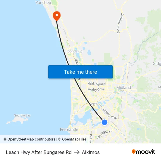 Leach Hwy After Bungaree Rd to Alkimos map