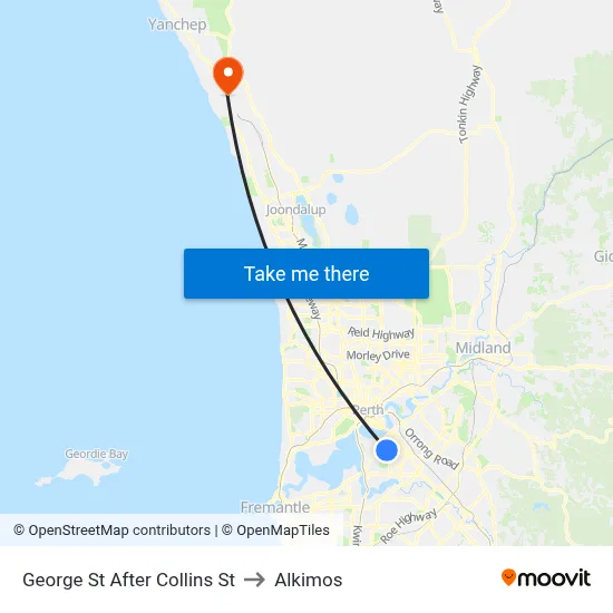 George St After Collins St to Alkimos map