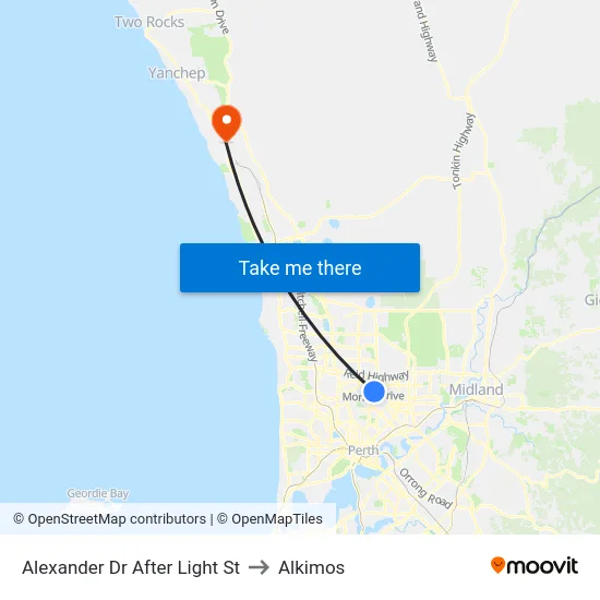 Alexander Dr After Light St to Alkimos map