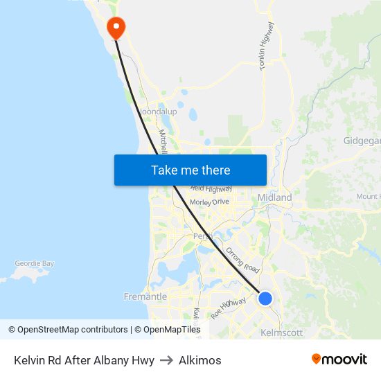 Kelvin Rd After Albany Hwy to Alkimos map