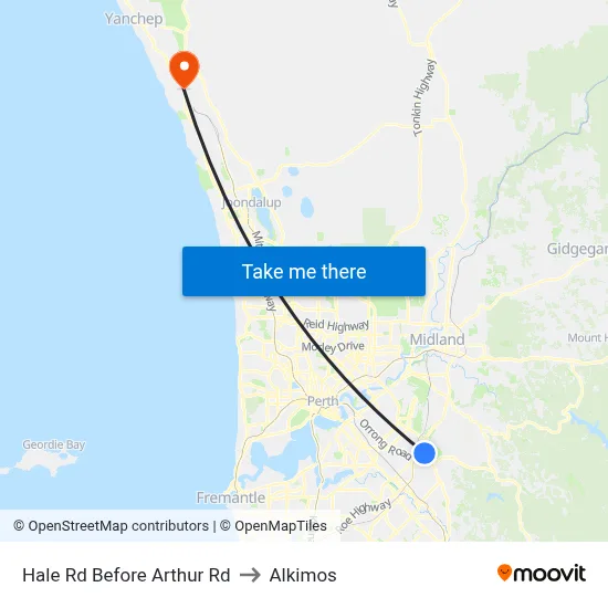 Hale Rd Before Arthur Rd to Alkimos map