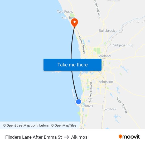 Flinders Lane After Emma St to Alkimos map