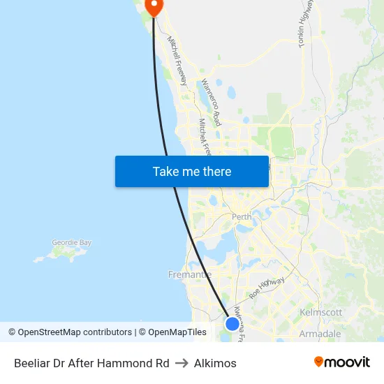 Beeliar Dr After Hammond Rd to Alkimos map
