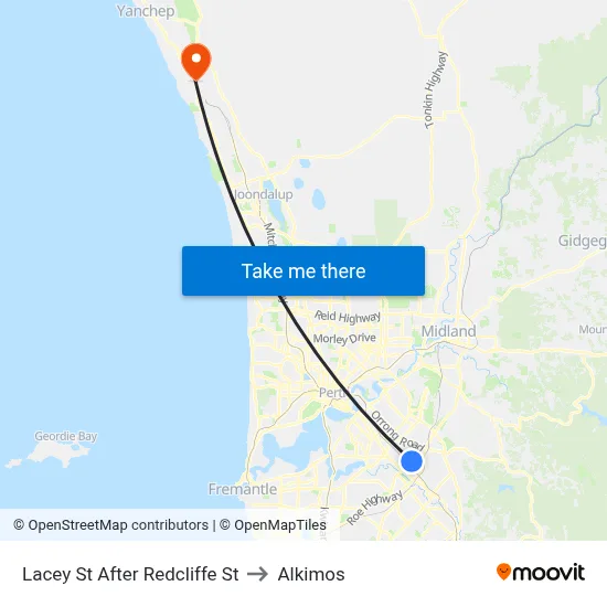 Lacey St After Redcliffe St to Alkimos map