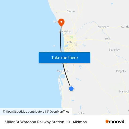 Millar St Waroona Railway Station to Alkimos map