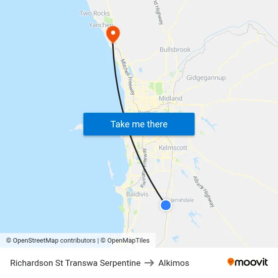 Richardson St Transwa Serpentine to Alkimos map