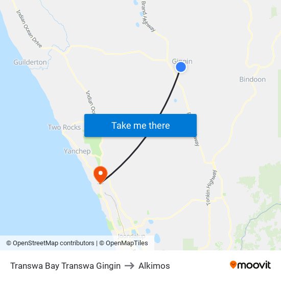 Transwa Bay Transwa Gingin to Alkimos map